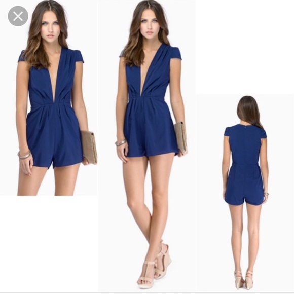 Tobi Dresses & Skirts - Tobi navy blue deep-v romper Tobi Dresses & Skirts - Tobi navy blue deep-v romper